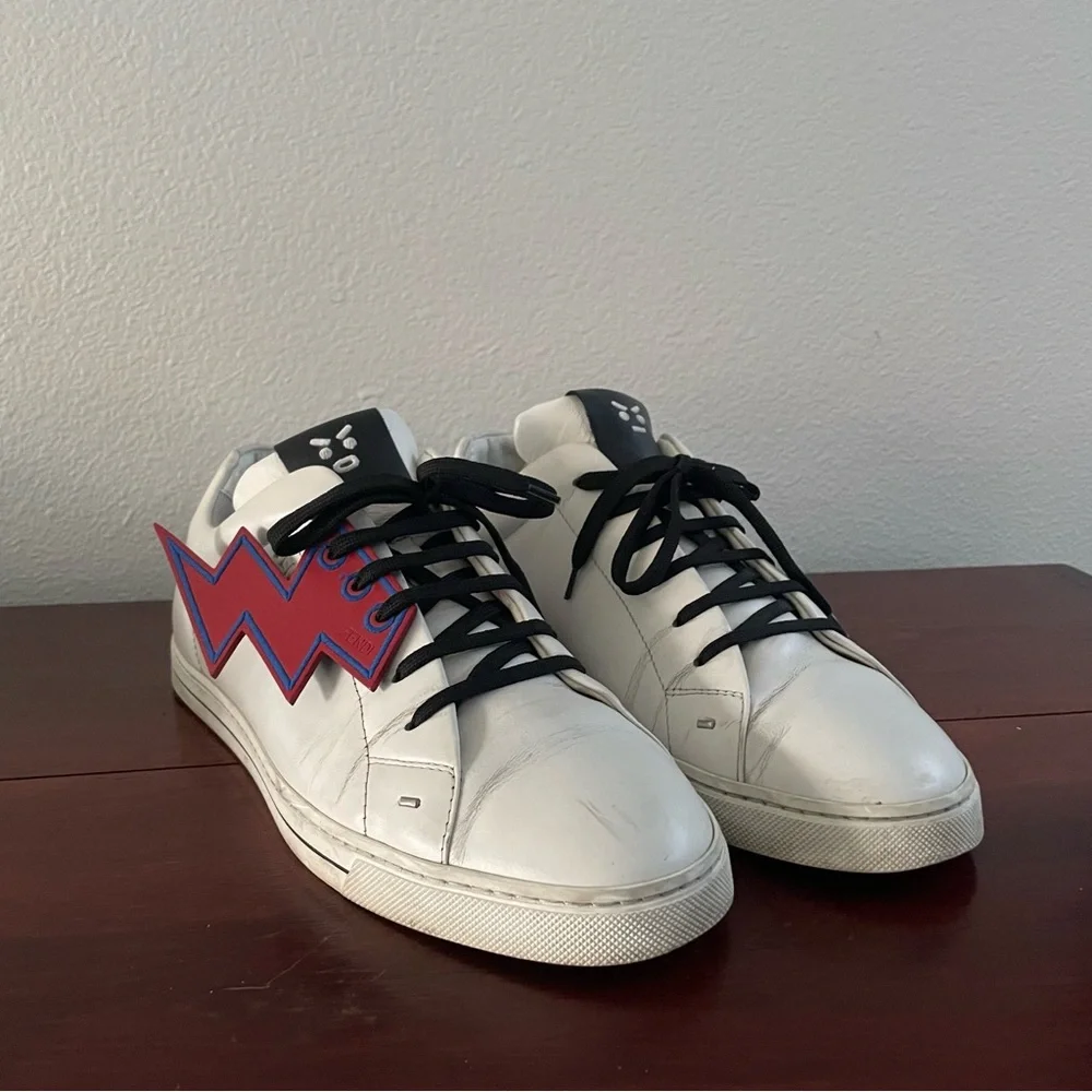 Fendi White and Red Sneakers - Picture 1 of 7
